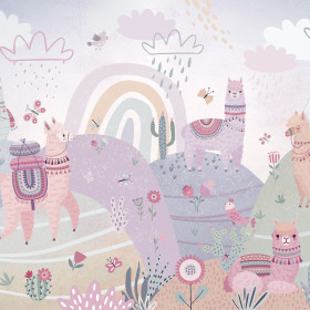 creativille 253005 landscape with rainbow and lamas 