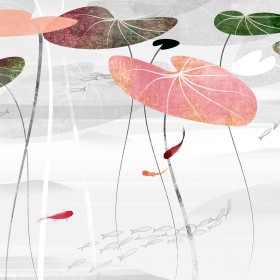 creativille 456001 lotus leaves and fishes 