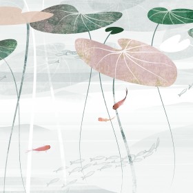 creativille 456002 lotus leaves and fishes 