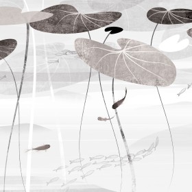 creativille 456006 lotus leaves and fishes 