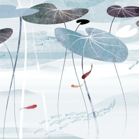 creativille 456010 lotus leaves and fishes 