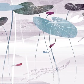 creativille 456011 lotus leaves and fishes 